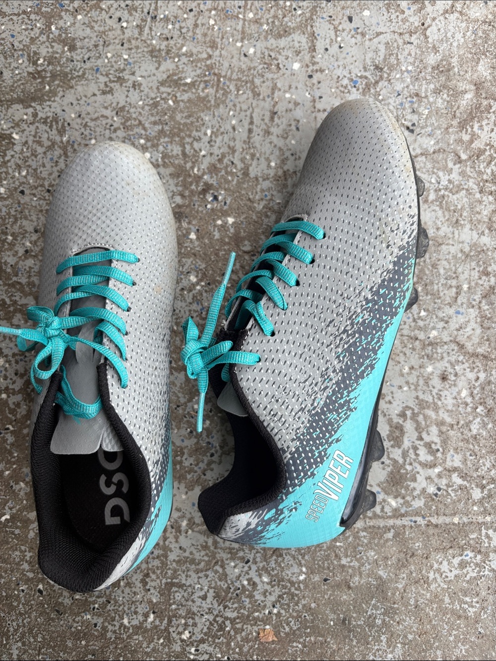 DSG Viper youth Gray and Teal Soccer/Cleat Shoes
